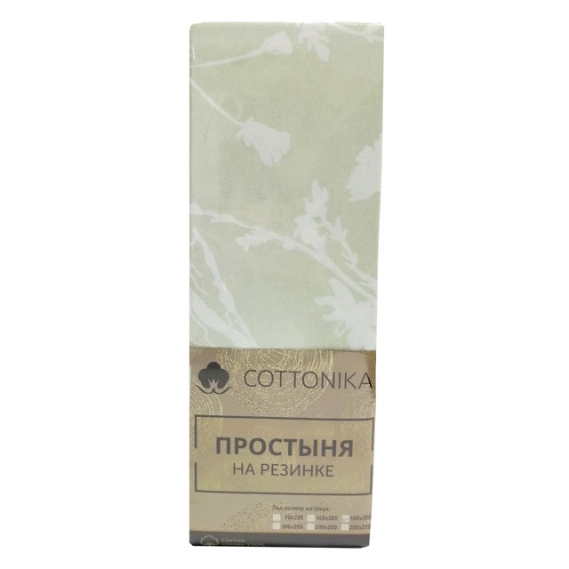 простыня на резинке COTTONIKA 180х200см бязь в ассортименте /разные рисунки/ зеленая