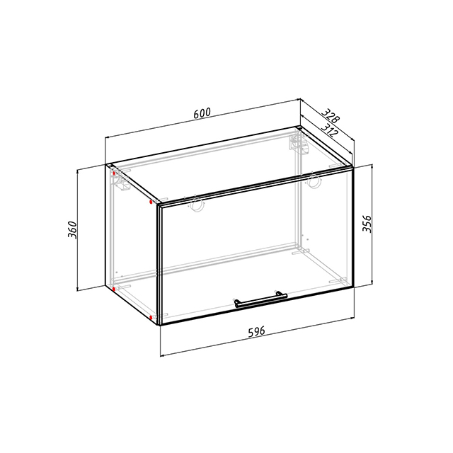 шкаф навесной Бергамо 360х600х312мм 1 дверь МДФ/ЛДСП