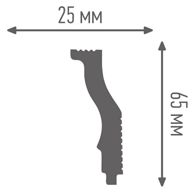 плинтус потолочный ПЛИНТЭКС 25х65х2000мм белый, арт.O25/65SC