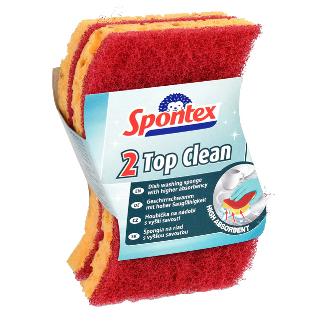 набор губок SPONTEX Top Clean 2шт 10,5х8х2см поролон, абразив