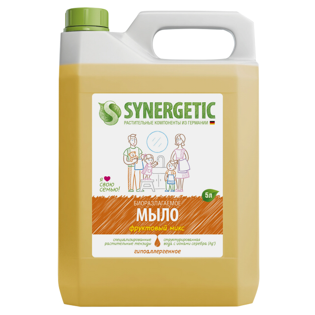 мыло жидкое SYNERGETIC Фруктовый микс, 5 л