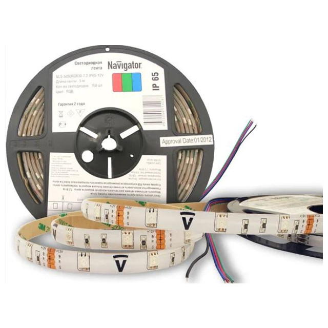 лента светодиодная LED NAVIGATOR RGB 7,2Вт IP65 12В