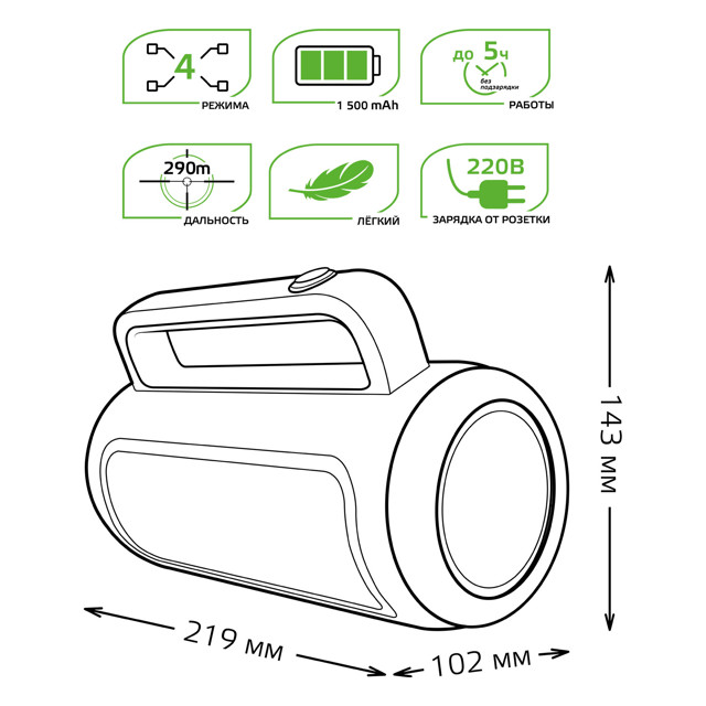 фонарь прожекторный GAUSS GFL603 8Вт LED 500Лм 1500mAh диммируемый