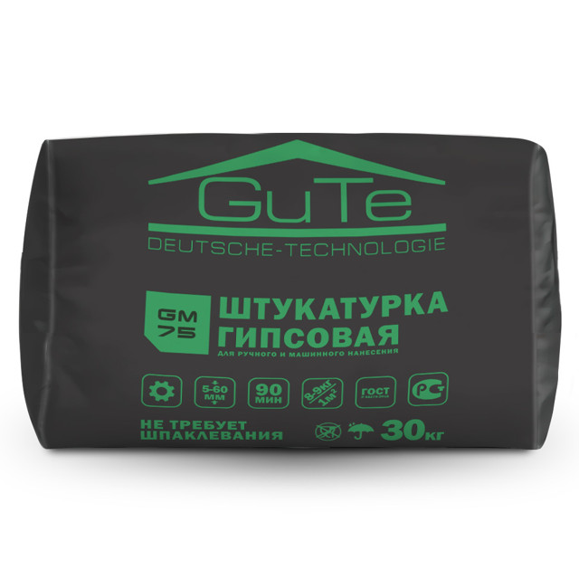 штукатурка гипсовая для внутр.работ GUTE GM75 ручн. машинн. 30кг