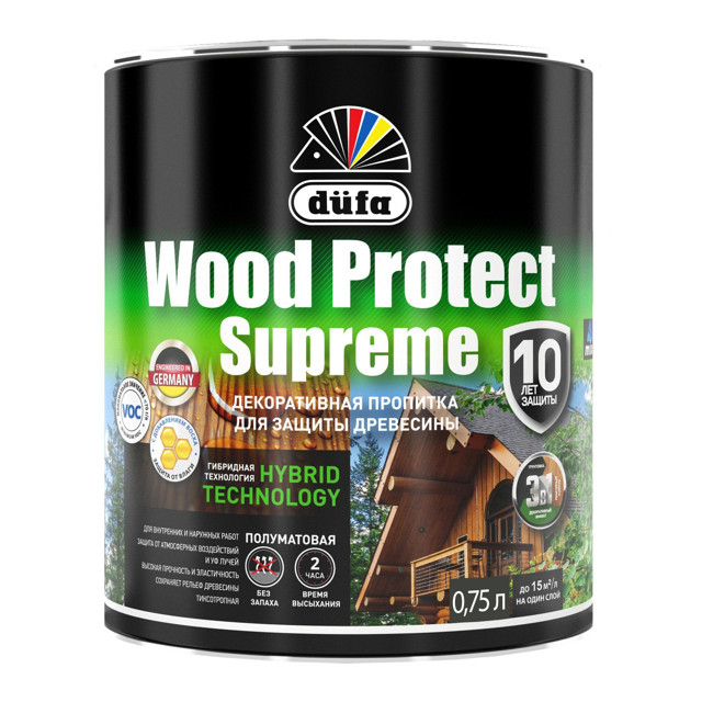 средство деревозащитное DUFA Wood Protect Supreme 0,75л орех, арт.МП00-008390