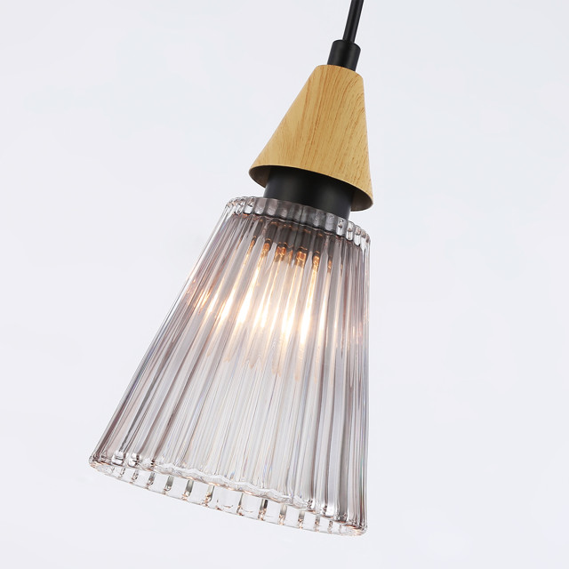 светильник подвесной AMBRELLA High Light E14 40Вт черный/светлое дерево/дымчатый