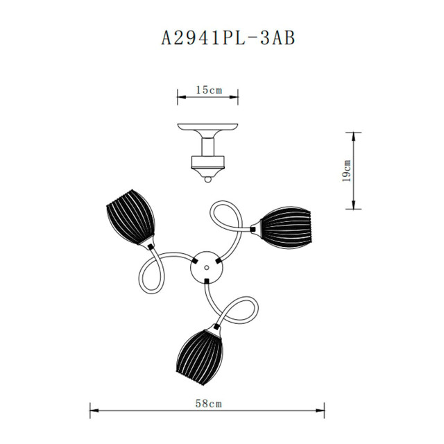 люстра потолочная ARTE LAMP Arya 3x40Вт Е27 металл стекло бронза