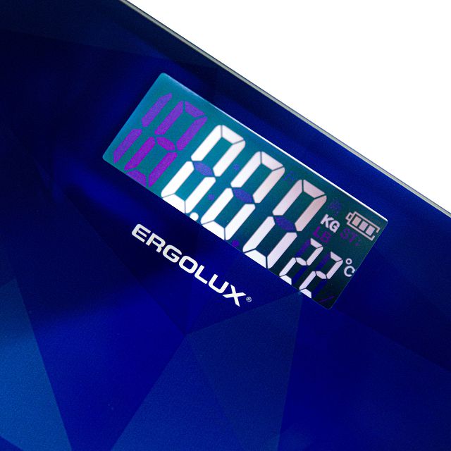 весы напольные ERGOLUX ELX-SB03-C45 LED стекло до 180кг синий