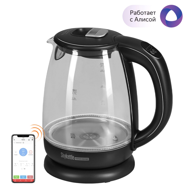 чайник REDMOND RK-G210S SkyKettle 2200Вт 1,7л стекло эл.упр.