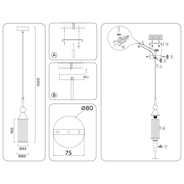 светильник подвесной AMBRELLA High Light E14 40Вт черный/латунь/прозрачный