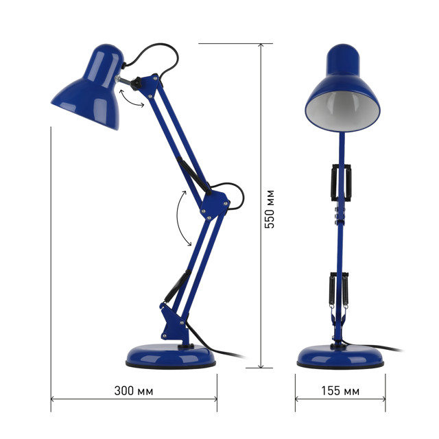 лампа настольная ЭРА E27 40Вт синяя