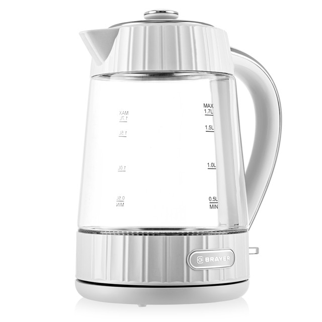 чайник электрический BRAYER BR1076 2200 Вт 1,7 л стекло белый