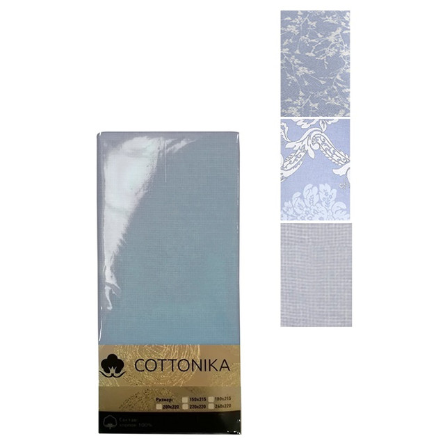 простыня COTTONIKA 180х214см бязь в ассортименте /разные рисунки/ голубая