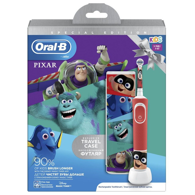 щетка зубная электрическая ORAL-B Pixar D100.413.2KX красный