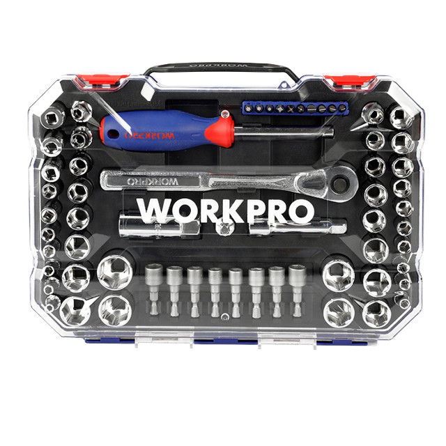 набор бит и головок WORKPRO 1/4" 3/8" 63 предмета