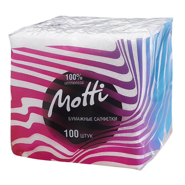 салфетки MOTTI Белые 1-слойные 23х23см 100шт