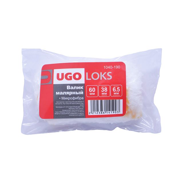 валик UGO LOKS микрофибра 60мм ворс 12мм отв.6,5мм, арт.1040-190