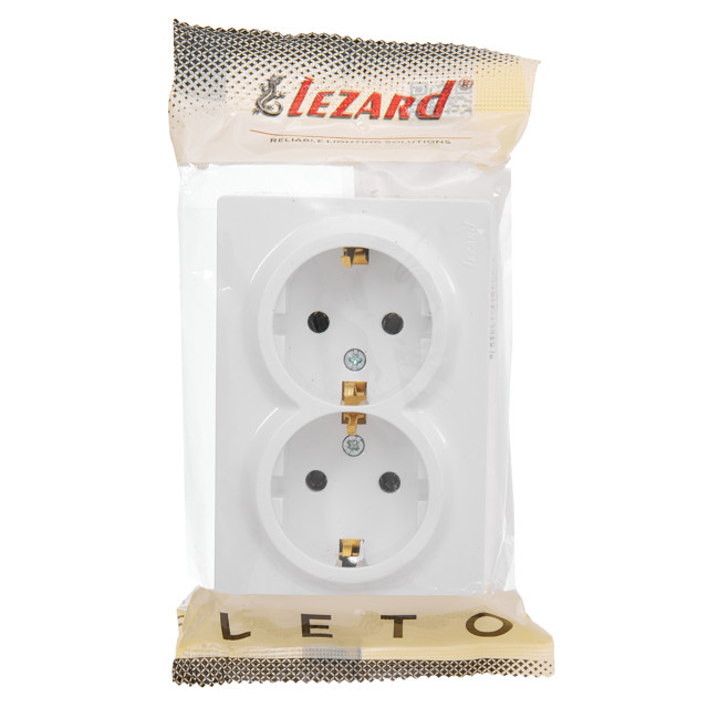 розетка 2 поста LEZARD Leto ПБТ с/з белый