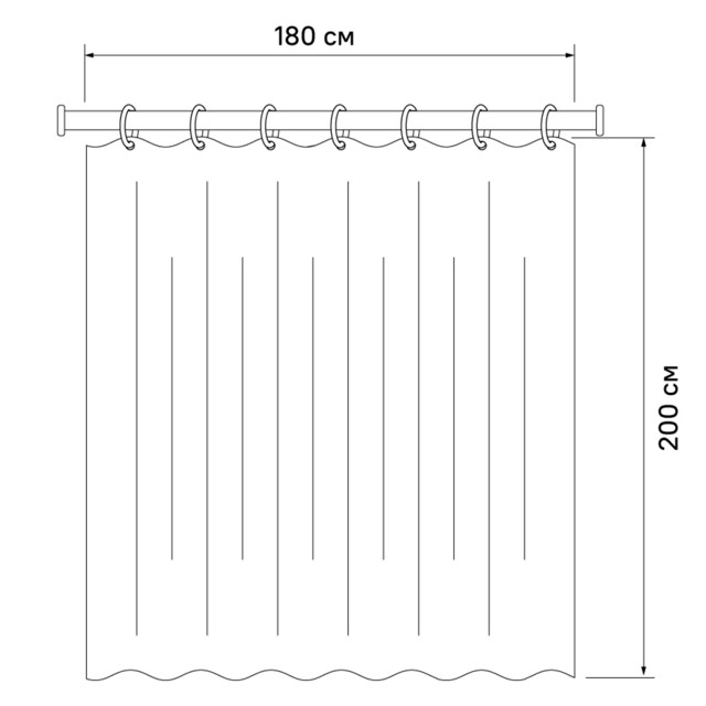 занавеска для ванной комнаты IDDIS Promo 200х180см PEVA прозрачная
