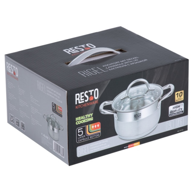 кастрюля RESTO Rigel 1,9л 16см нерж.сталь стеклянная крышка индукция