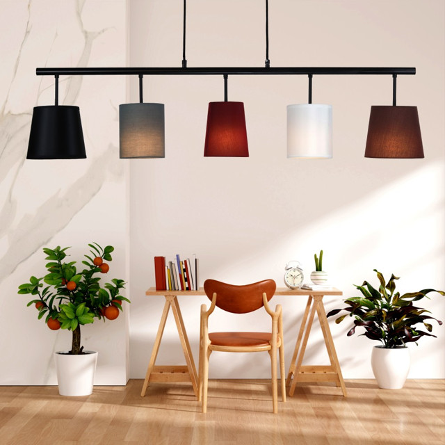 люстра подвесная DE FRAN Dark white red 5х60Вт E27 черный+микс