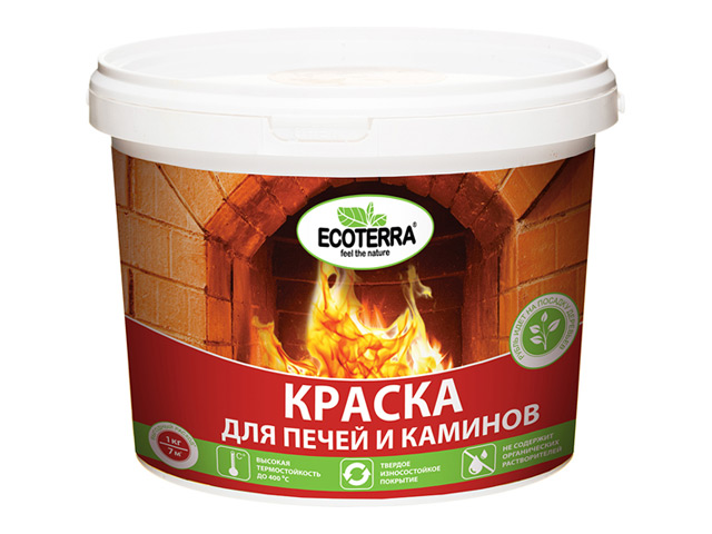 краска для печей ECOTERRA, 1кг, цвет: красно-коричневая, арт.ЭК000117773