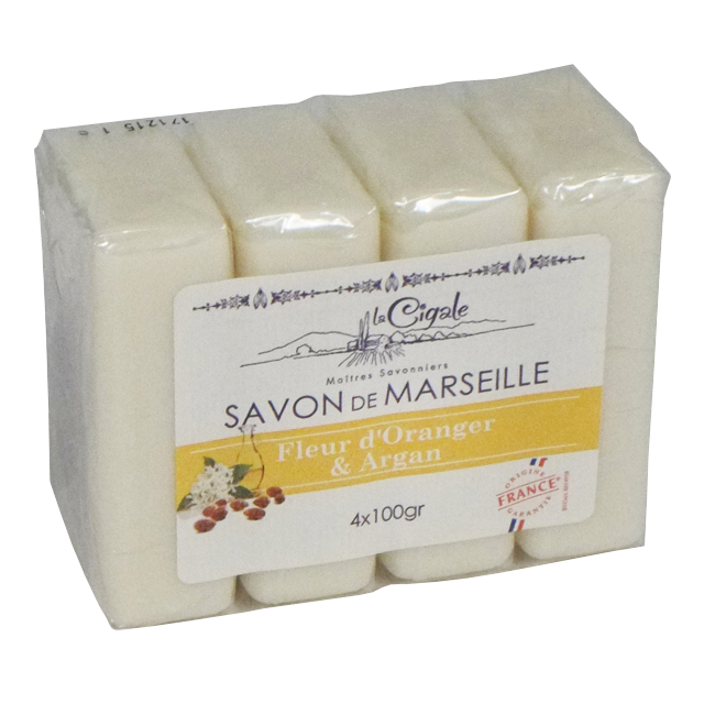 мыло LA CIGALE Savon de Marseille Fleur d'Oranger & Argan 4шт 100г