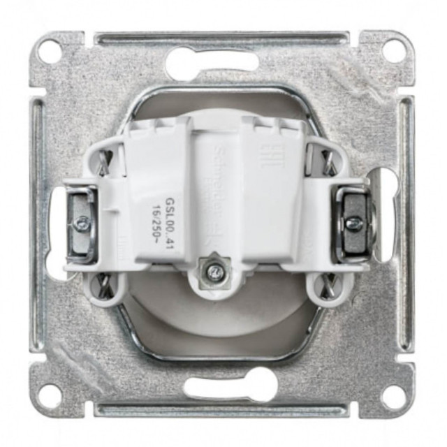 розетка 1 пост SCHNEIDER ELECTRIC Glossa без заземления, алюминий