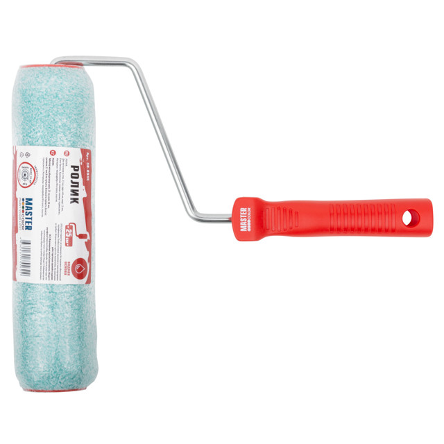 валик с ручкой Master Color микрофибра 250мм ворс 12мм отв. 8мм, арт.30-0845