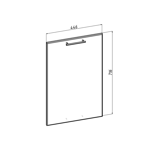 фасад для ПММ Белый глянец 716х446мм с ручкой МДФ/ЛДСП