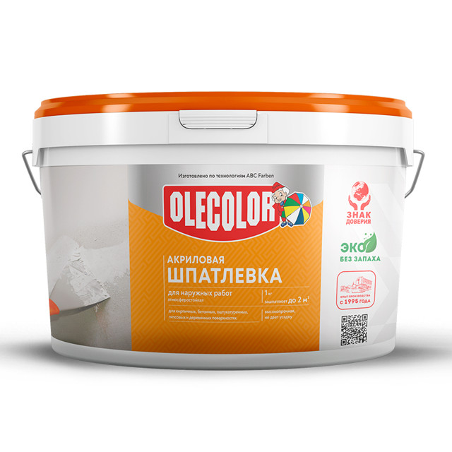 шпатлевка для наружных работ OLECOLOR готовая 3кг, арт.4300000132