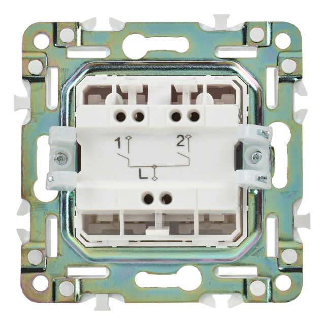 выключатель 2-клавишный IEK Skandy 10А арктический белый