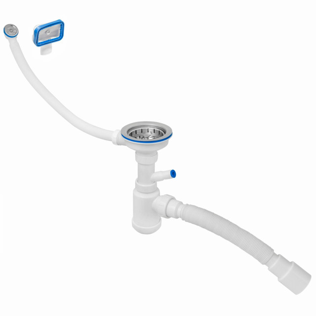 сифон для мойки MasterProf 3.1/2"х40 2 перел., отвод стир. маш с гибкой трубой 40х40/50