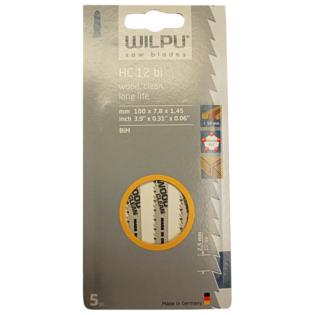 пилки для лобзика по дереву WILPU HC12bi T101BF 5шт
