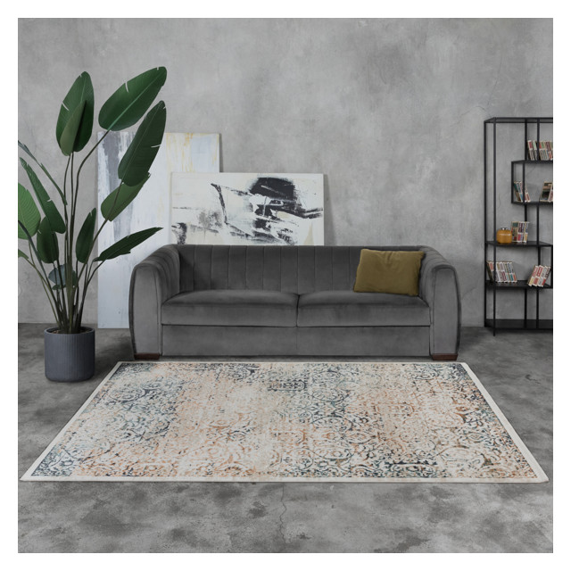 ковер BEVERLY 800х1500мм A3483A CREAM/BLUE полиэстер/полипропилен