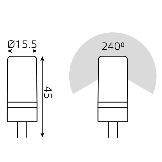 лампа светодиодная GAUSS Elementary 5Вт G4 LED 400Лм 12V 3000K капсула