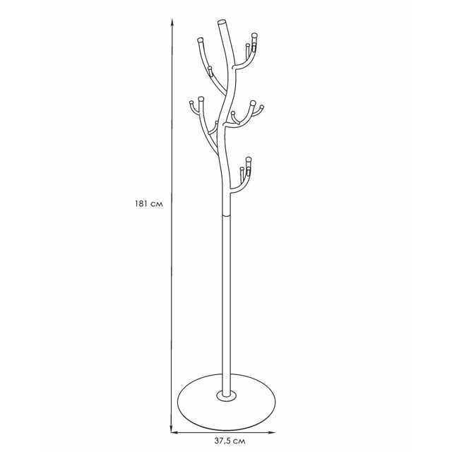 вешалка напольная Дерево 370,5х370,5х1810мм черная