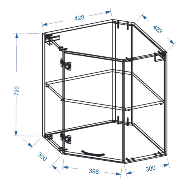 шкаф навесной угловой Лофт 600х600х720мм 1 дверь МДФ/ЛДСП