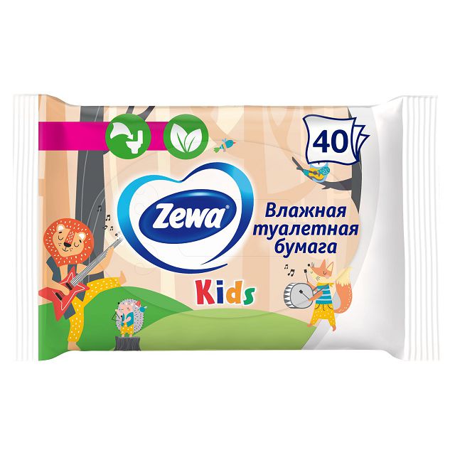 бумага туалетная Zewa Kids влажная 40шт