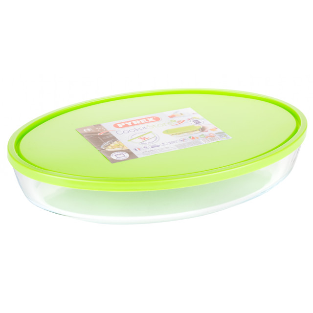 форма для запекания PYREX Cook&amp;Store 35х24х6см овальная с крышкой жаропрочное стекло