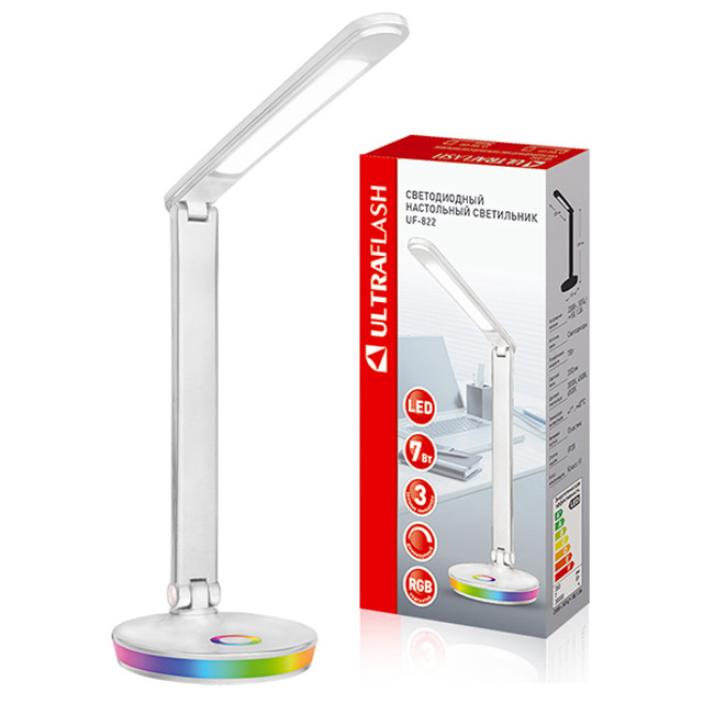 лампа настольная ULTRAFLASH 7Вт LED RGB ночник белый