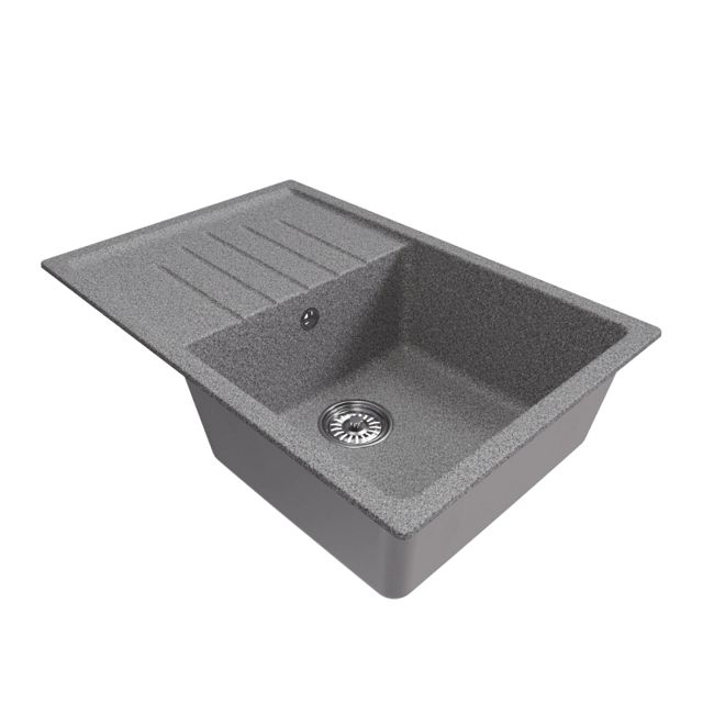 мойка Mixline ML-GM19 КОМФОРТ прямоугольная с крылом 750х500х200мм искуственный камень темно-серая