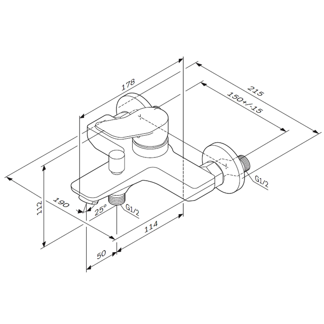 смеситель для ванны AM.PM X-Joy F85A10000 короткий излив хром