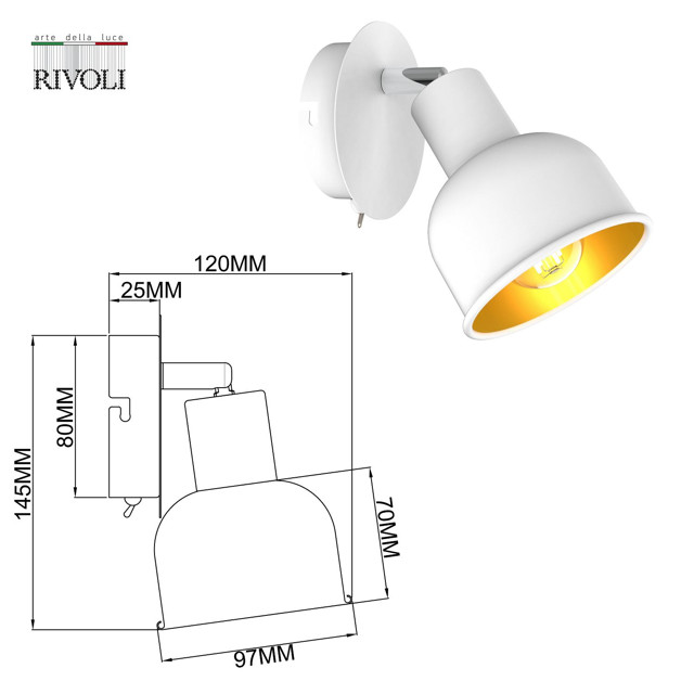спот RIVOLI Esmeree 1х40Вт E27 поворотный белый золото