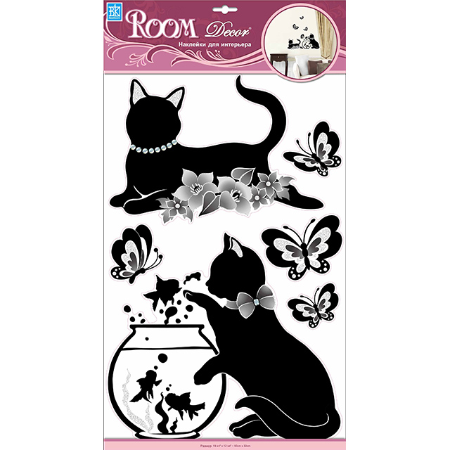 наклейка ROOMDECOR Кошачье семейство 32х50см, арт.RCA 7528