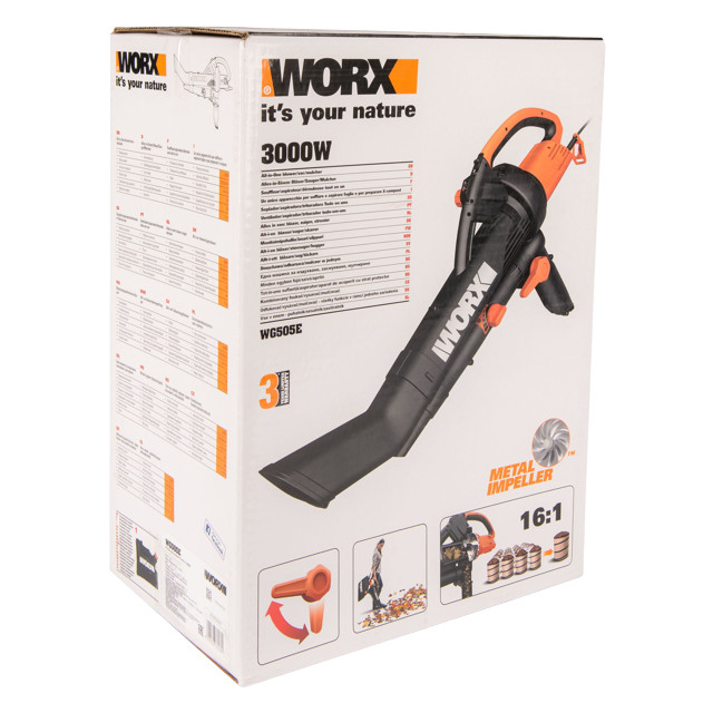 воздуходувка-пылесос электрический WORX WG505E 3000 Вт