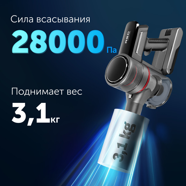 пылесос вертикальный беспроводной RED SOLUTION V3070 400Вт серый