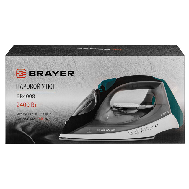 утюг BRAYER BR4008 2400Вт 140г/мин автоотключение черный