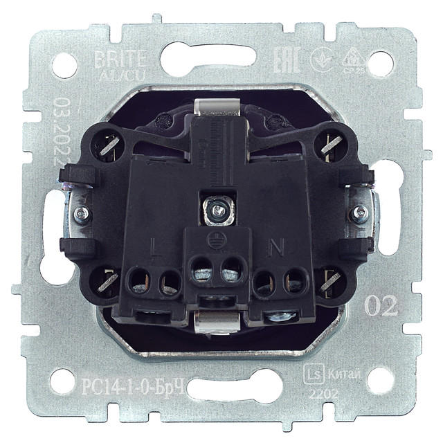 розетка 1 пост IEK BRITE с/з с/ш 16А черный