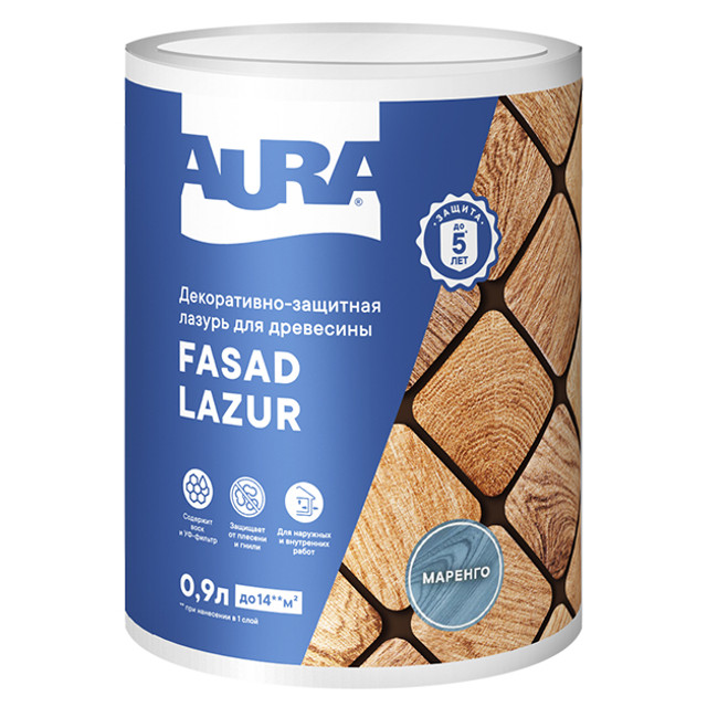 средство деревозащитное Aura Fasad Lazur маренго 0,9л, арт.AWW009